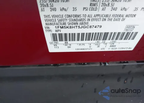 2018 Ford Explorer Platinum из США, поврежденный, VIN 1FM5K8HT5JGC87479